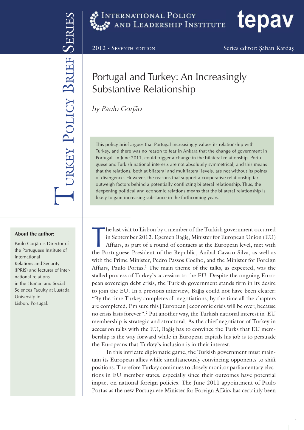 Turkey Policy Brief #7, Gorjao EN.Indd