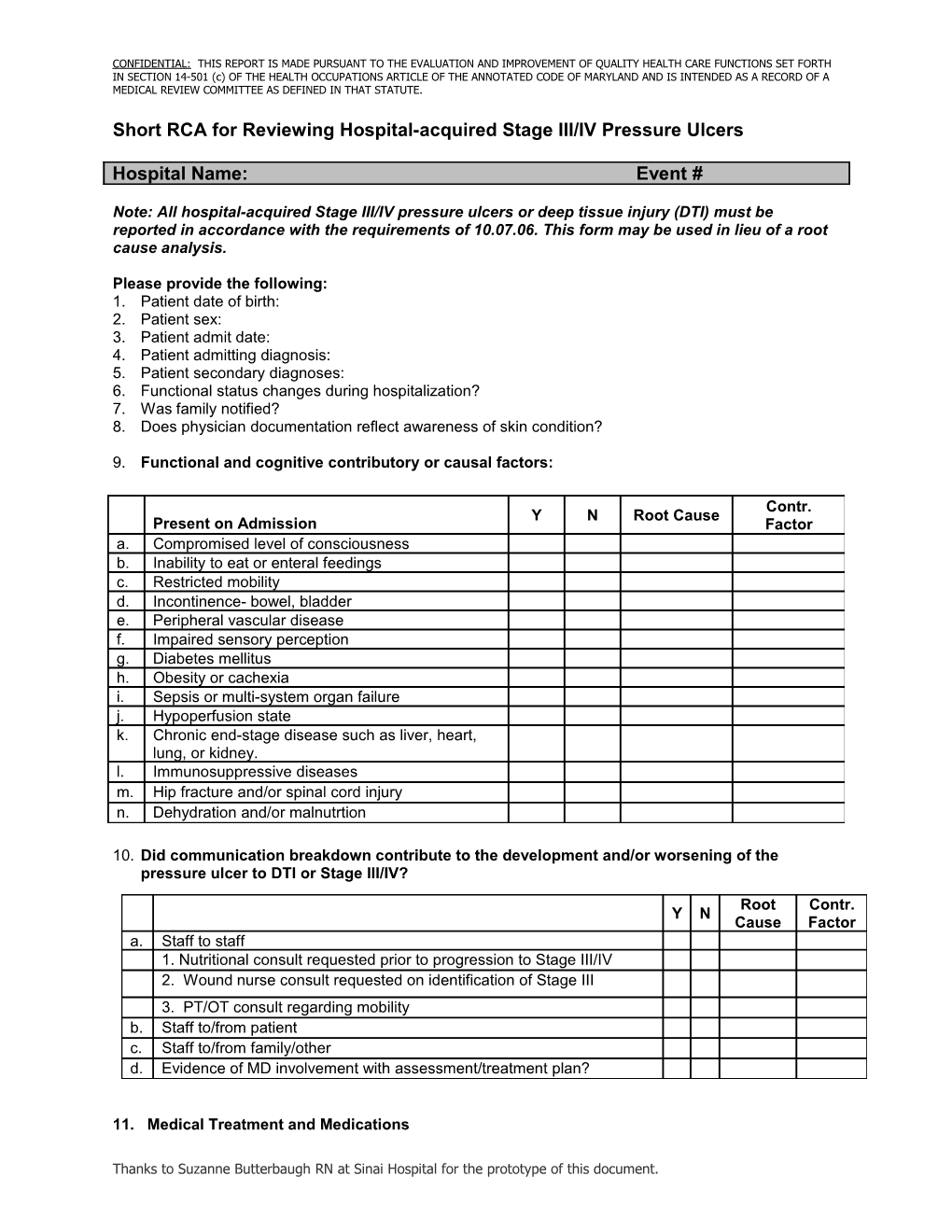 Short Form For Reporting Patient Falls