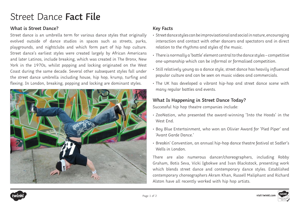 Street Dance Fact File