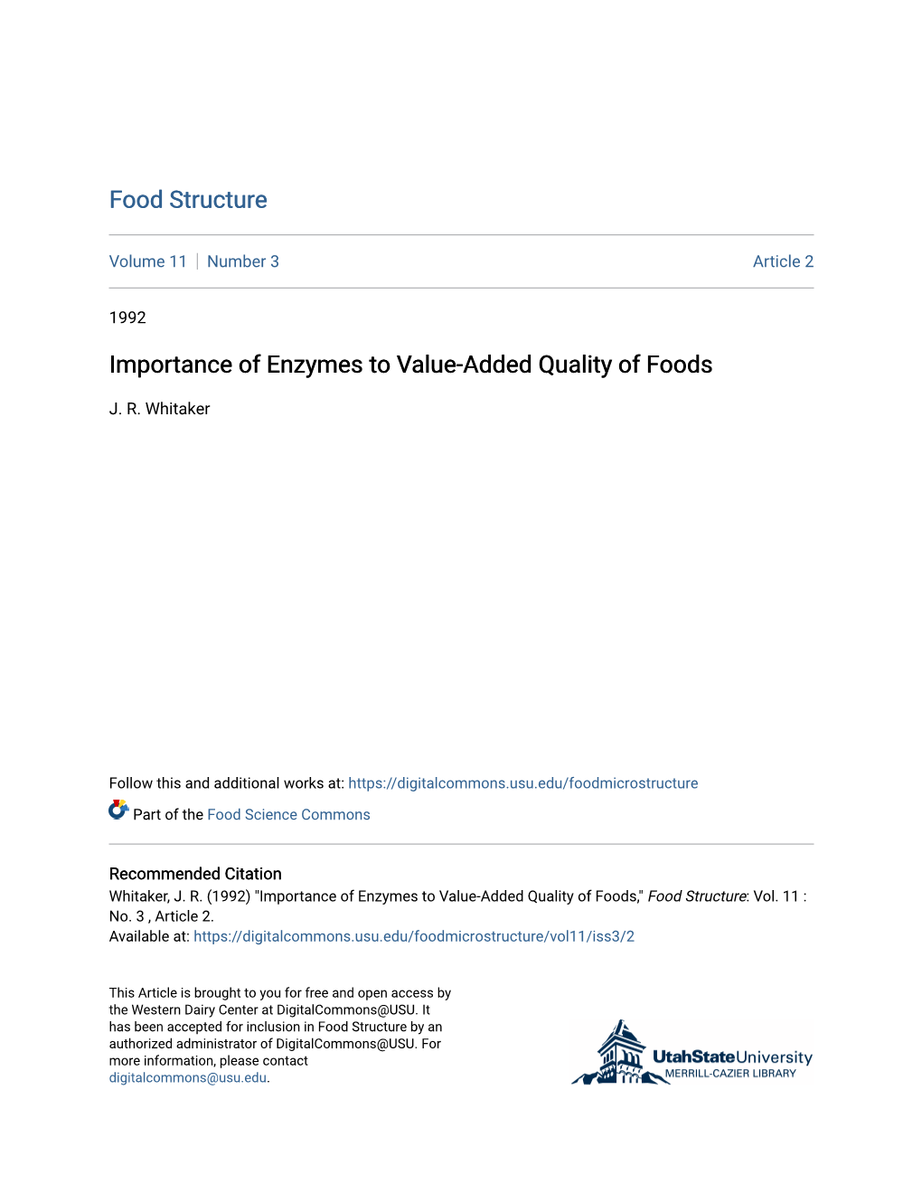 Importance of Enzymes to Value-Added Quality of Foods