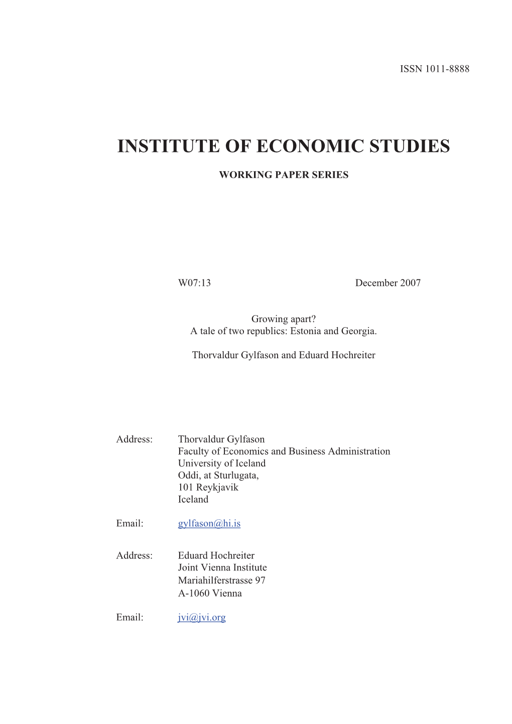 Institute of Economic Studies