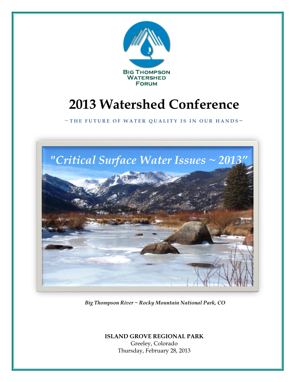 Critical Surface Water Issues ~ 2013”