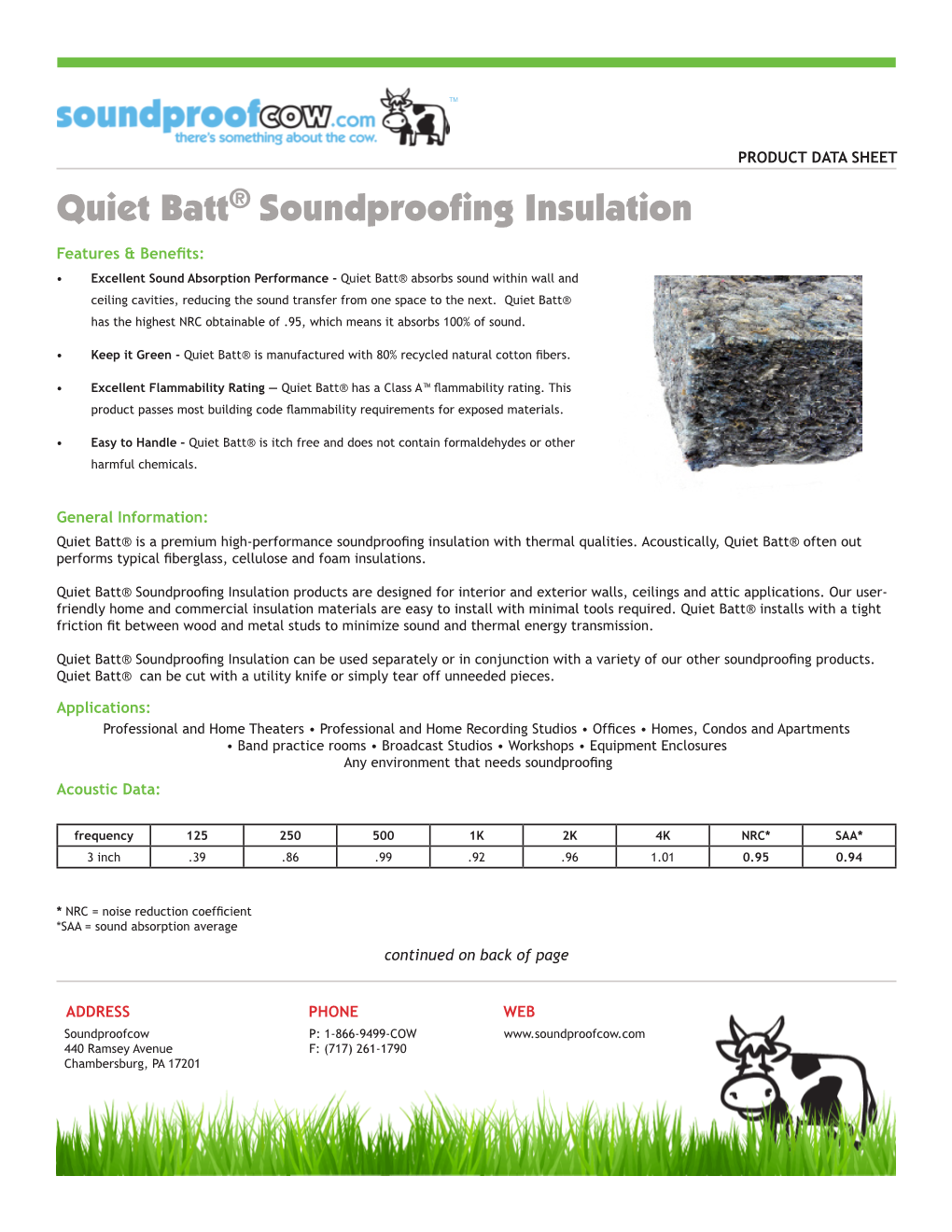 Quiet Batt® Soundproofing Insulation