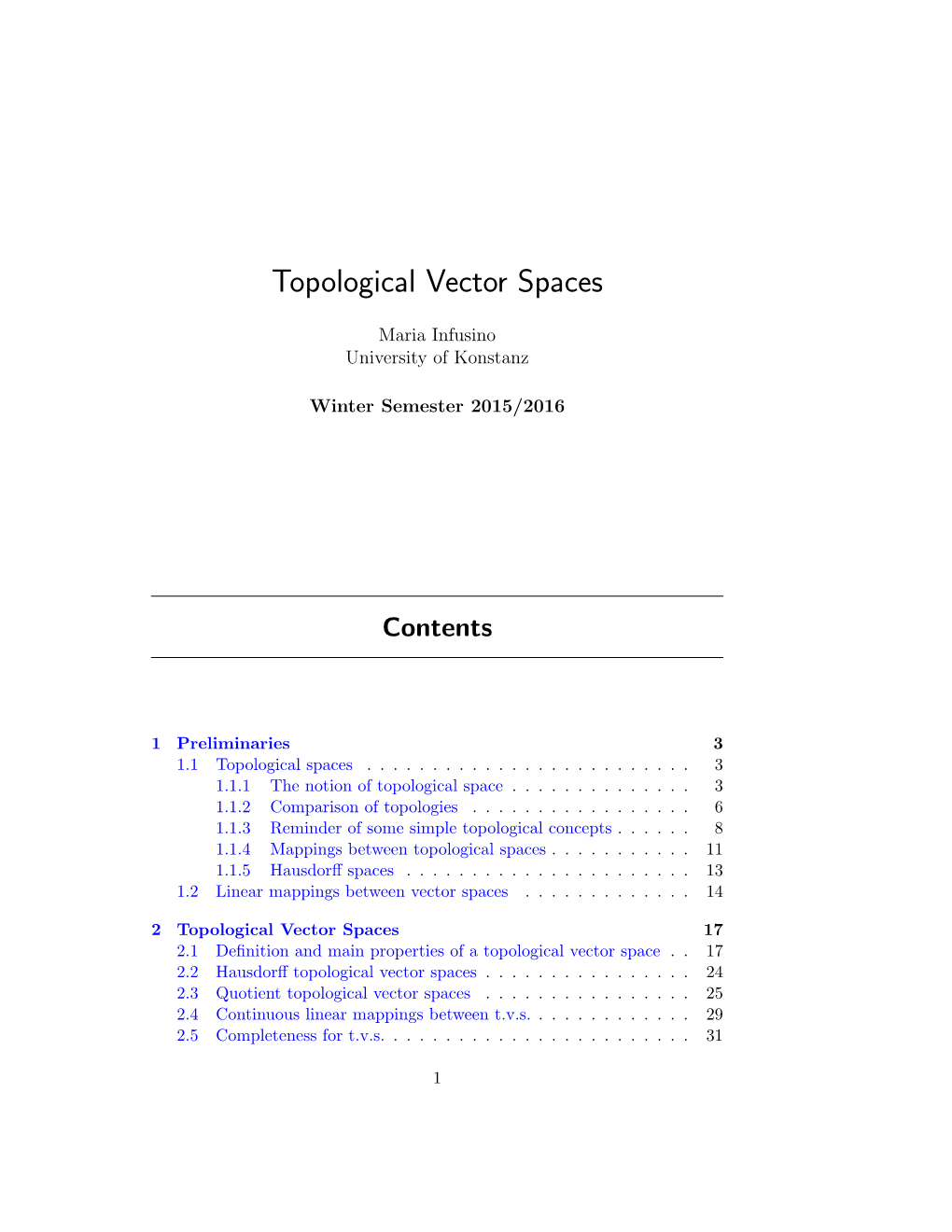 Topological Vector Spaces