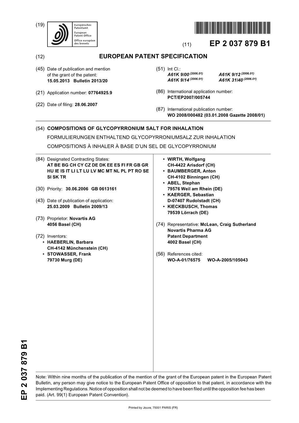 Compositions of Glycopyrronium Salt for Inhalation