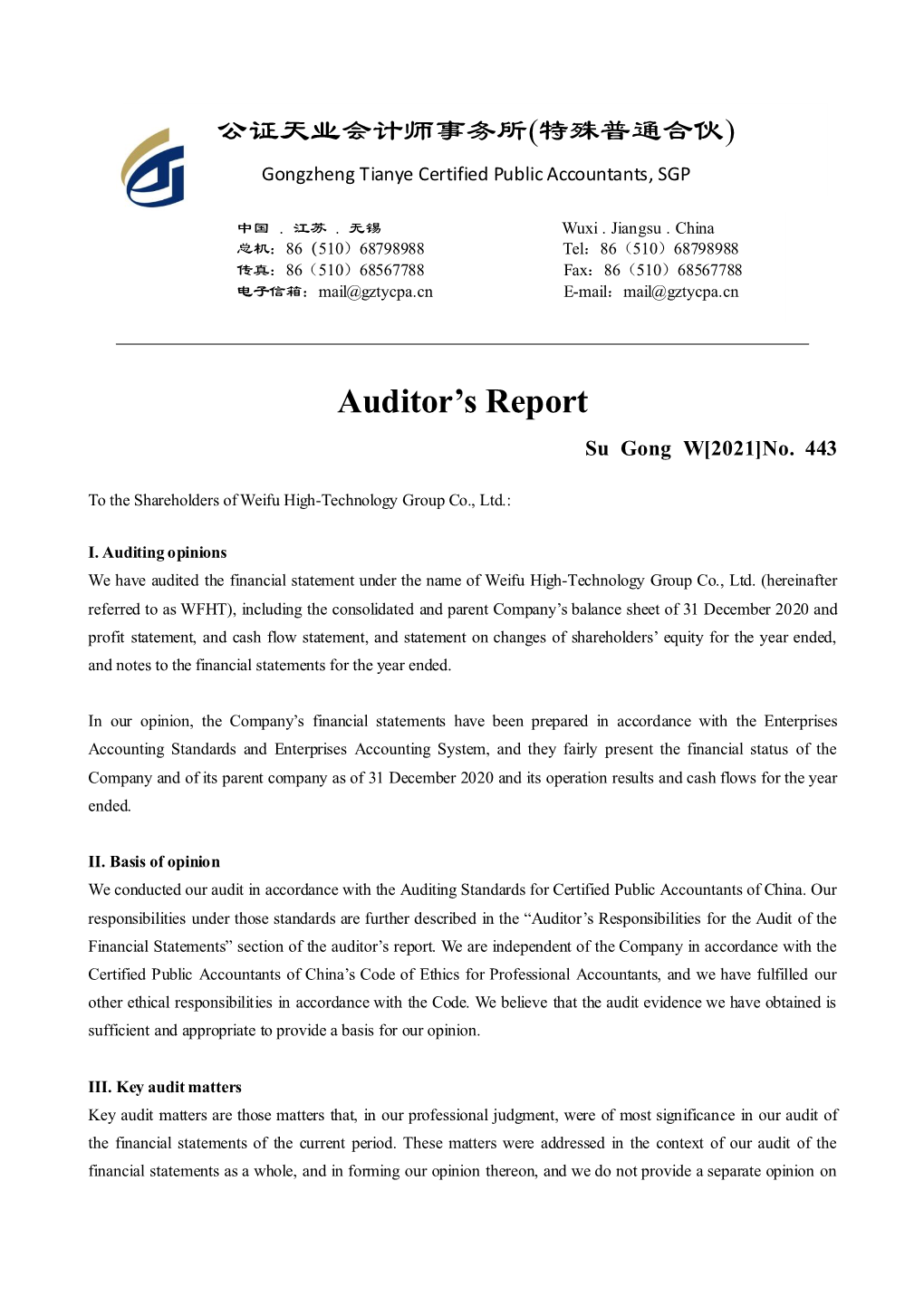 Auditor's Report