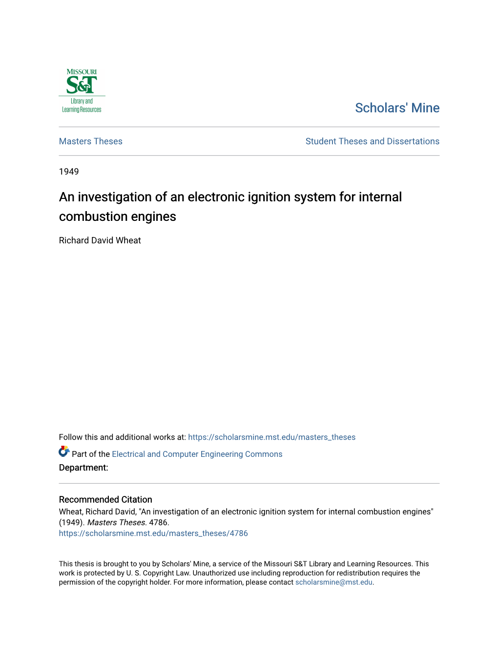 An Investigation of an Electronic Ignition System for Internal Combustion Engines