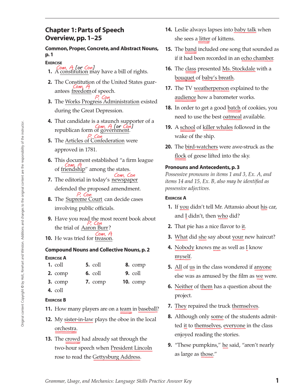 Chapter 1: Parts of Speech Overview, Pp. 1–25