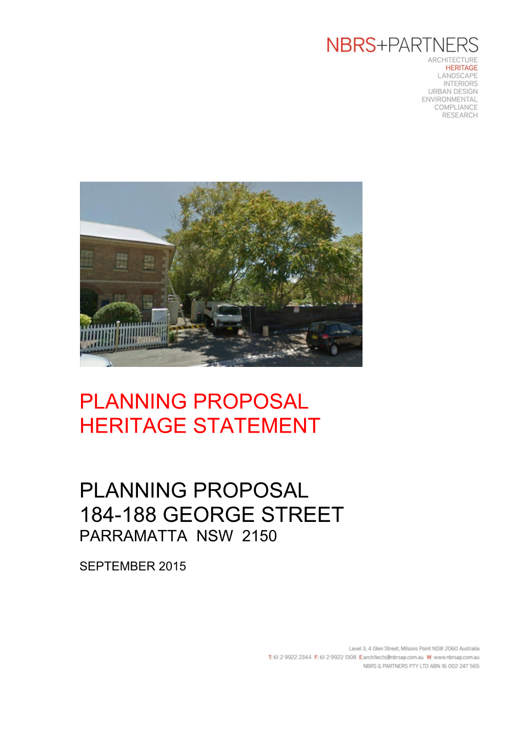 Planning Proposal Heritage Statement Planning