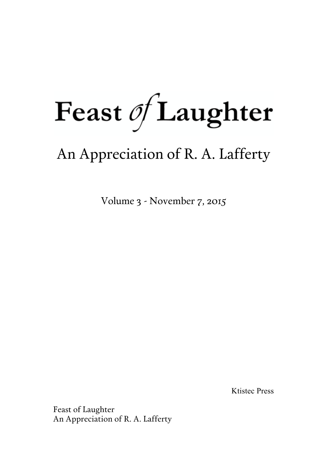 An Appreciation of R. A. Lafferty