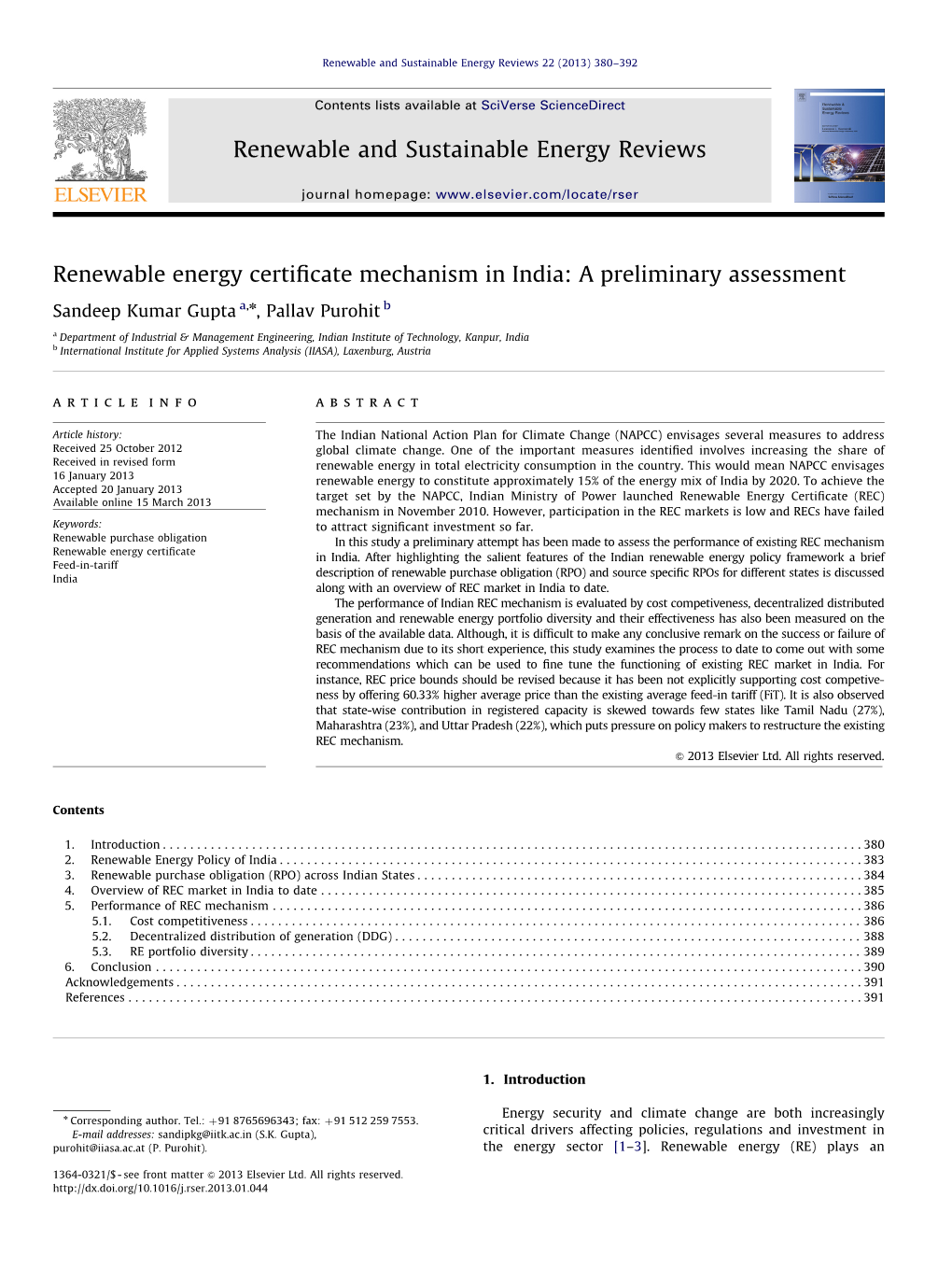 Renewable Energy Certificate Mechanism in India a Preliminary