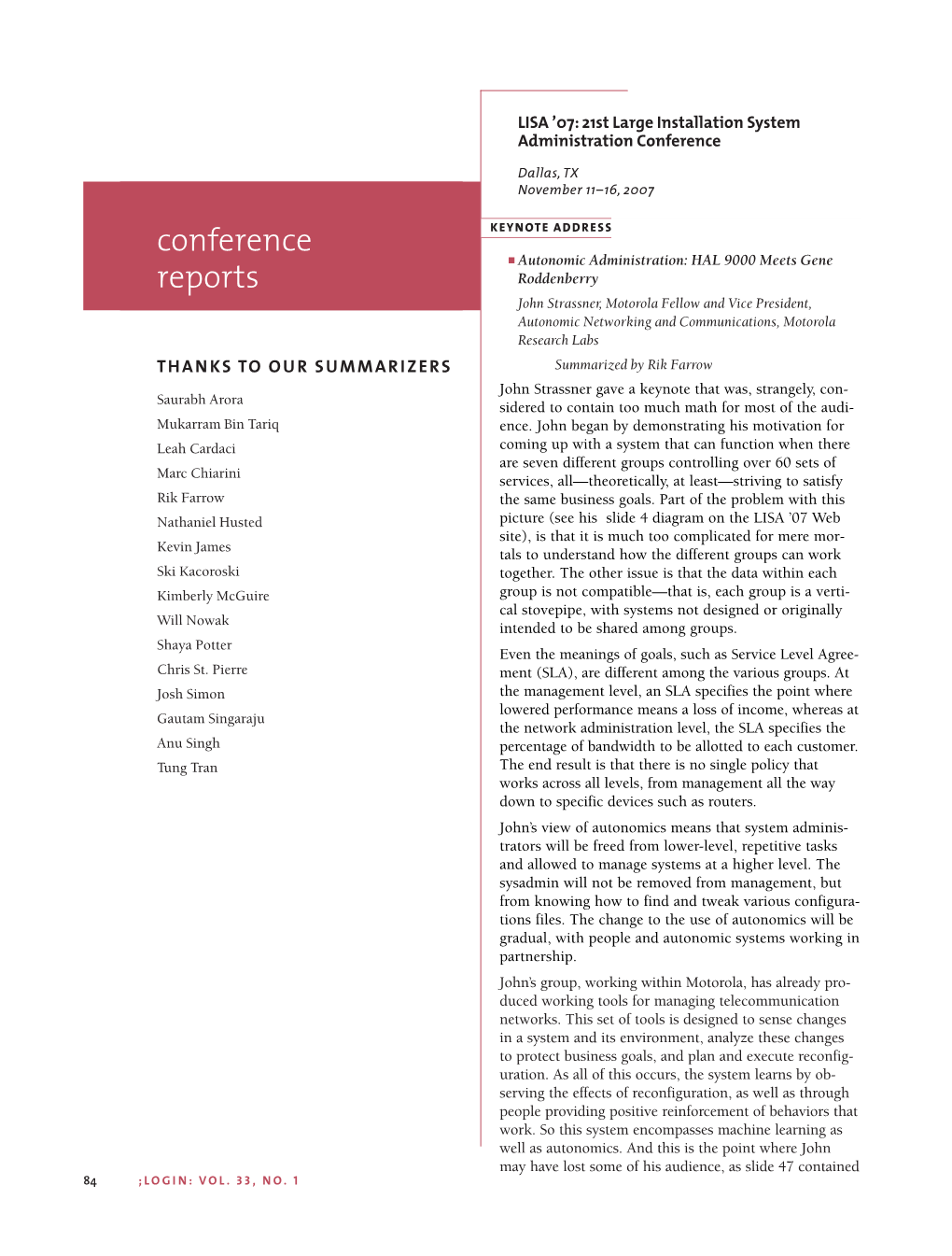 Conference Reports From