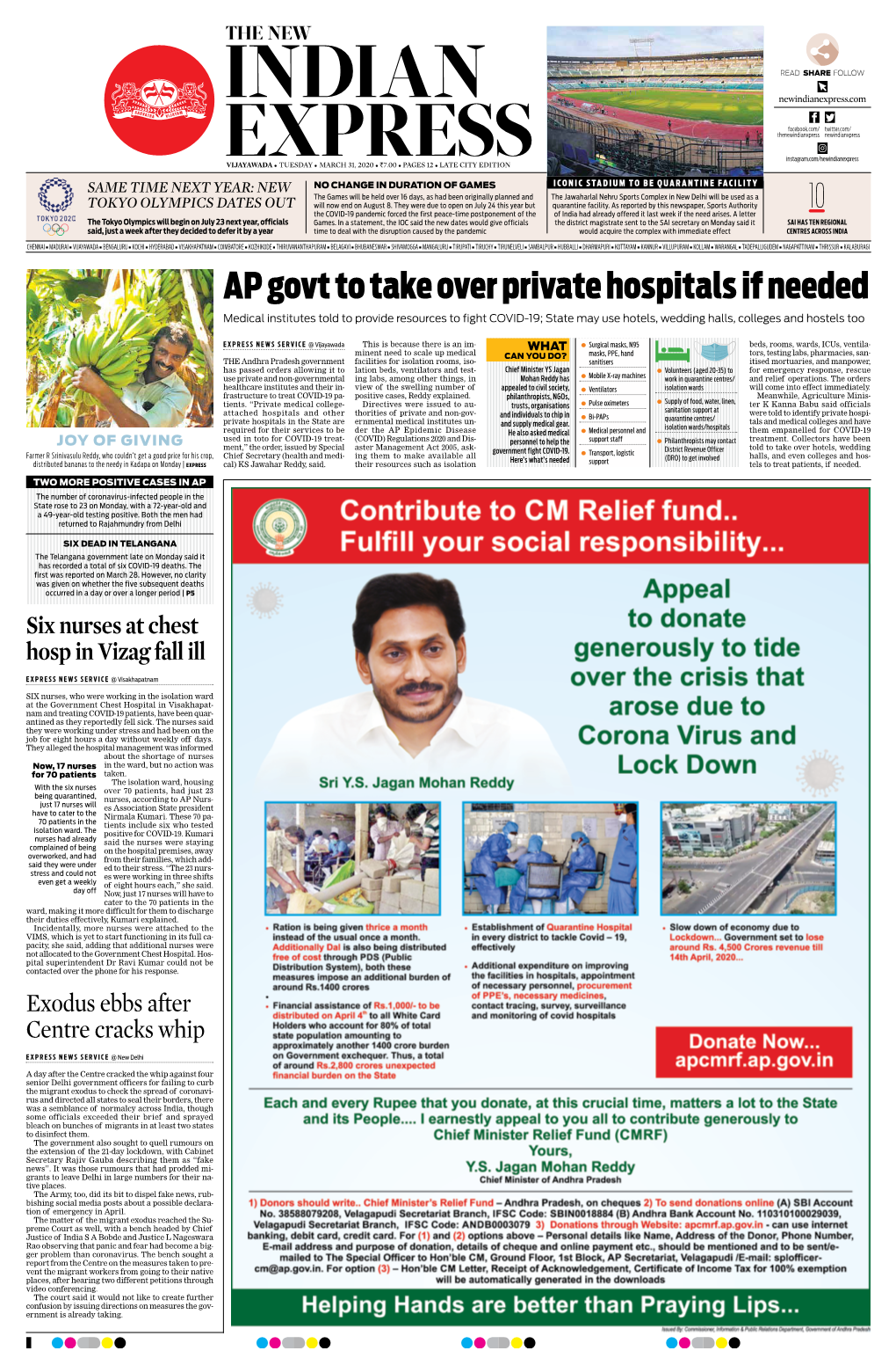 AP Govt to Take Over Private Hospitals If Needed