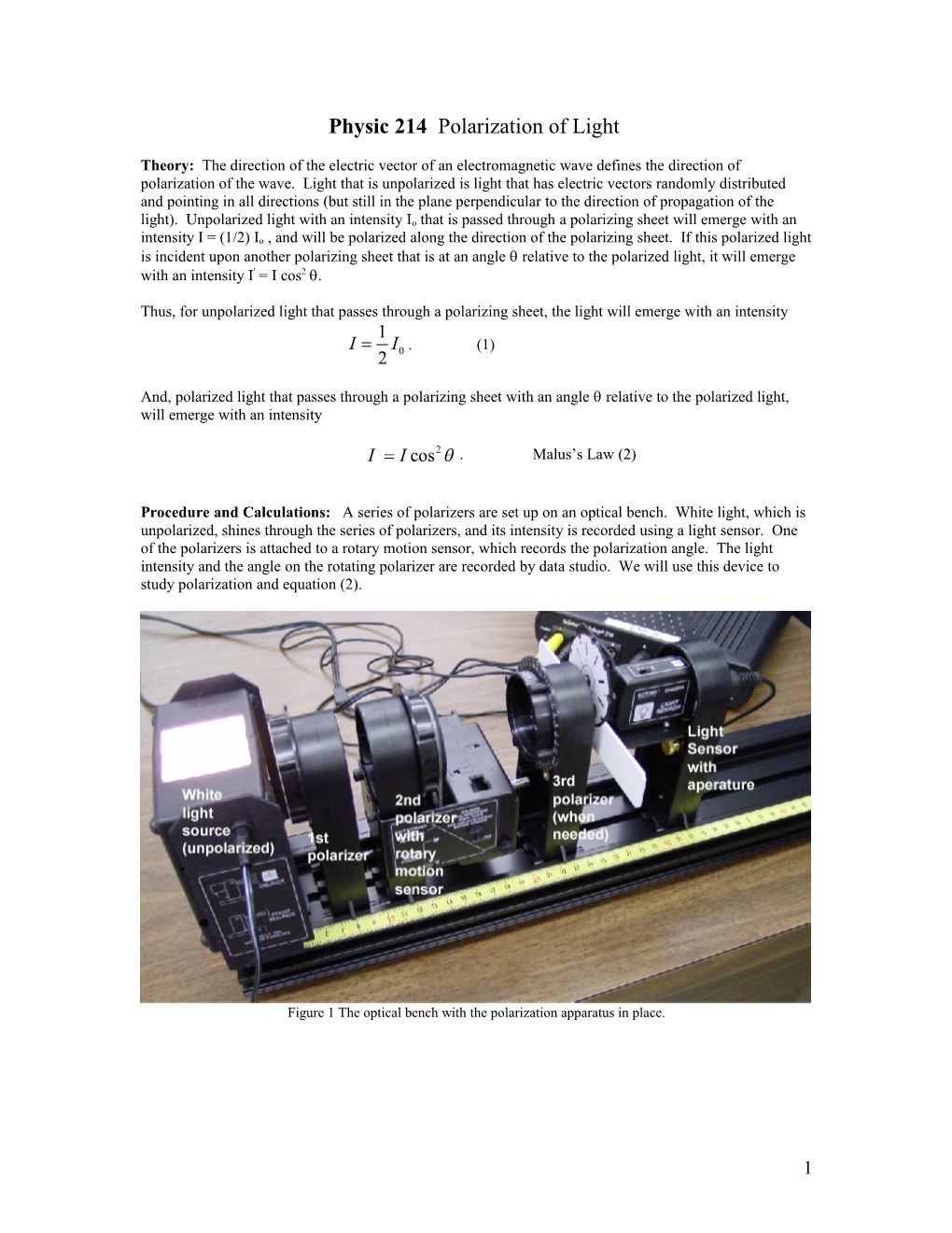 Physic 214 Polarization of Light