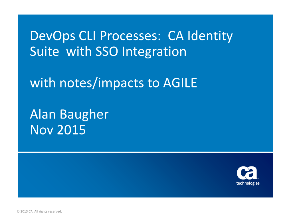 Devops CLI Processes: CA Identity Suite with SSO Integration With