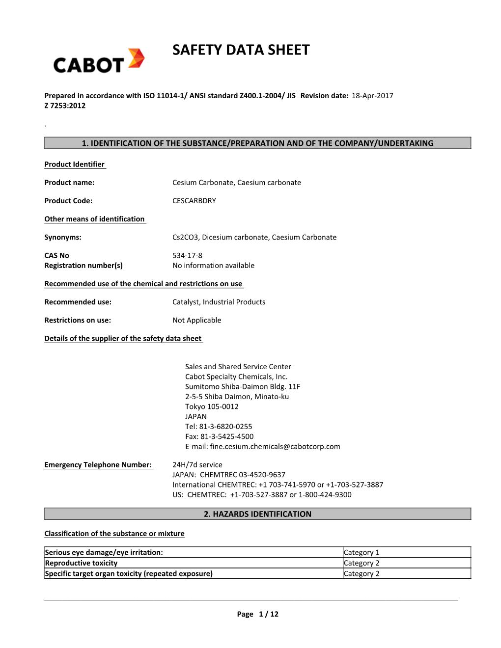 Safety Data Sheet