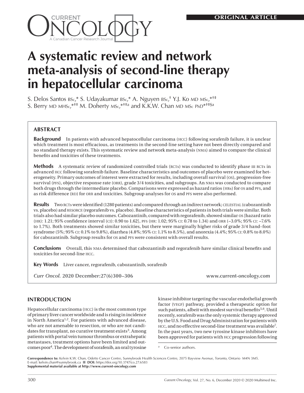 A Systematic Review and Network Meta-Analysis of Second-Line Therapy in Hepatocellular Carcinoma