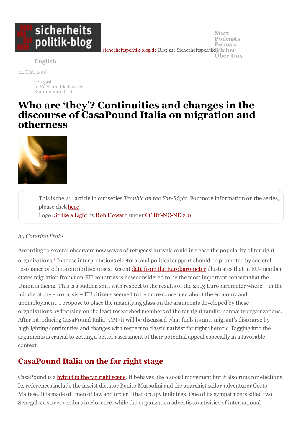 Continuities and Changes in the Discourse of Casapound Italia on Migration and Otherness