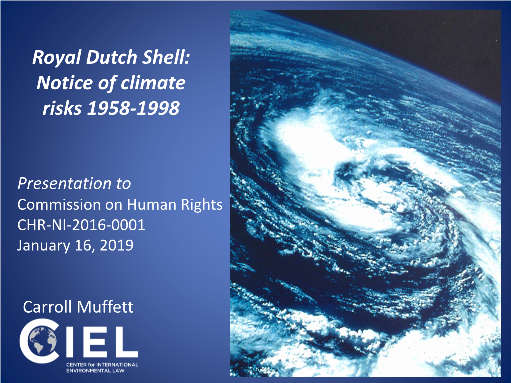 Royal Dutch Shell: Notice of Climate Risks 1958-1998