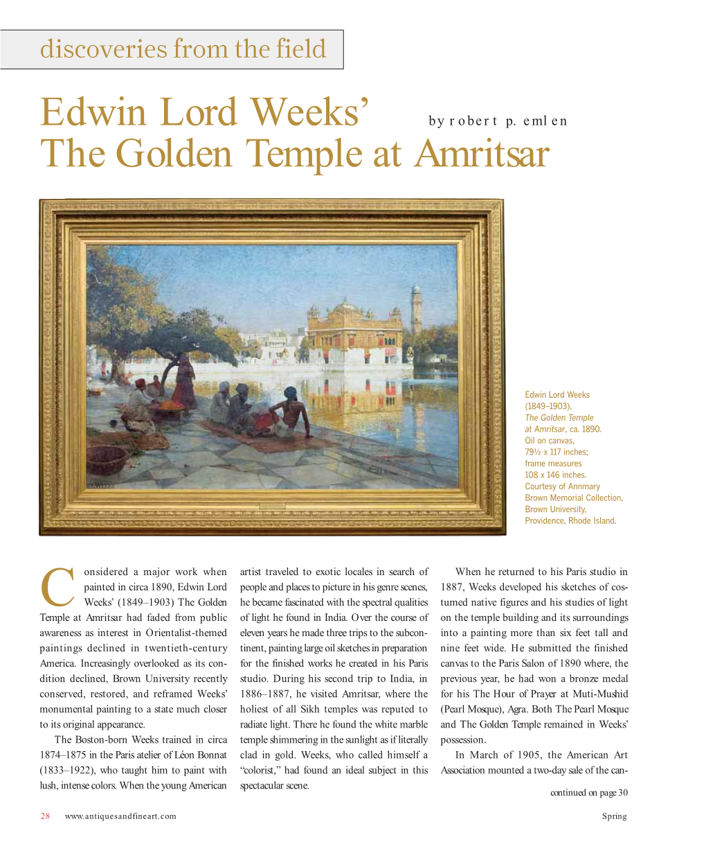 Edwin Lord Weeks' by Robert P. Emlen the Golden Temple at Amritsar