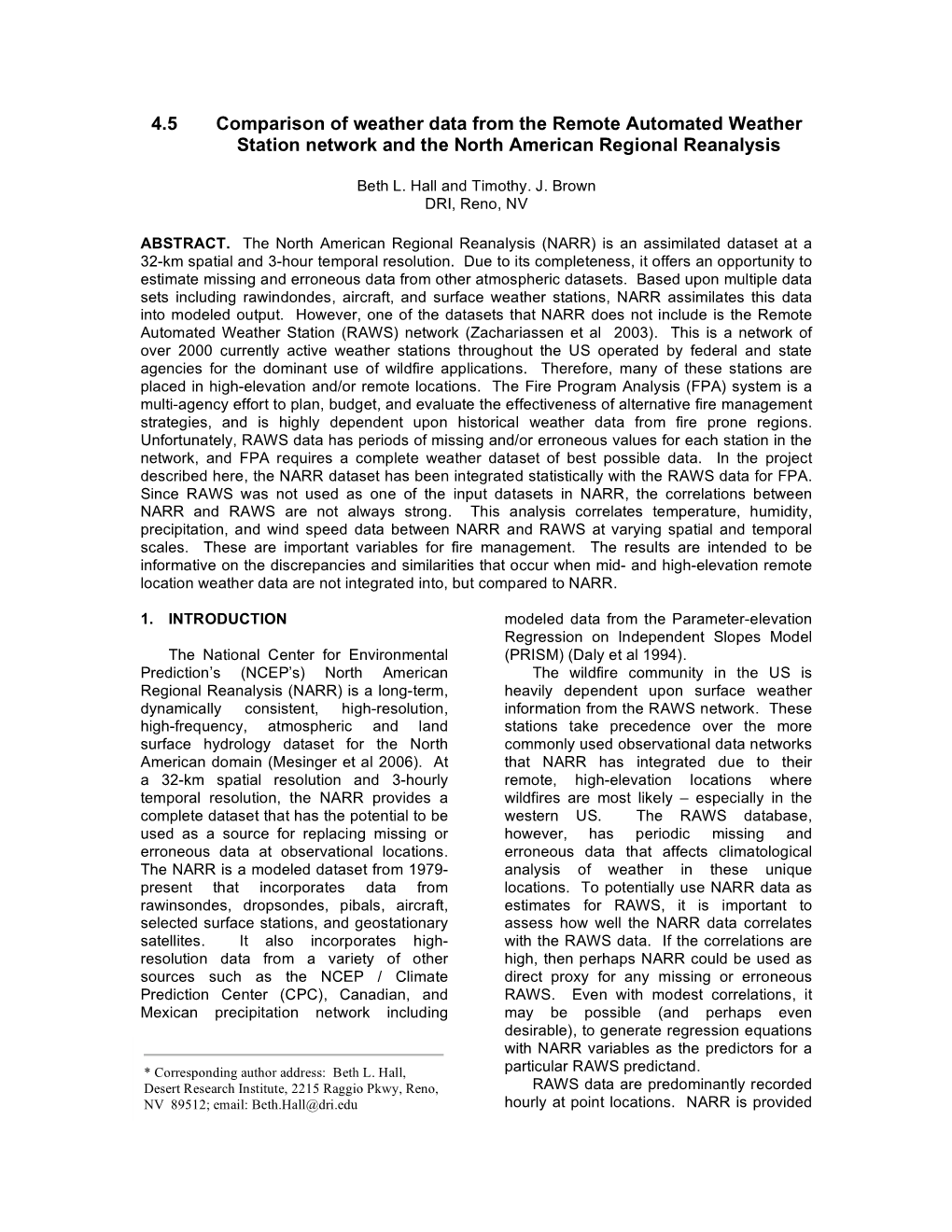 4.5 Comparison of Weather Data from the Remote Automated Weather