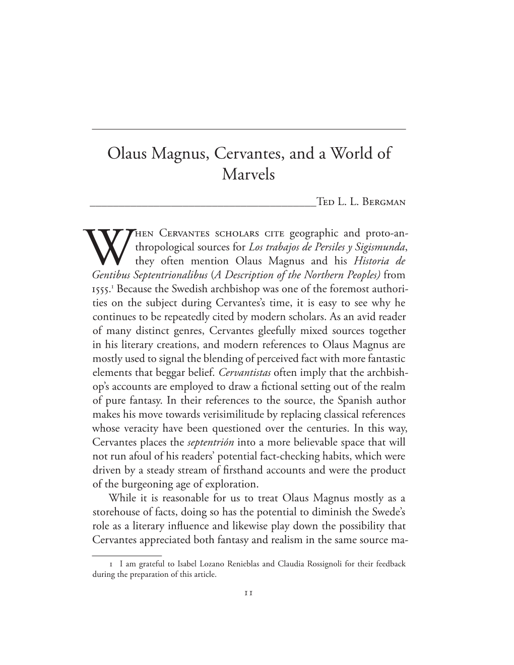 Olaus Magnus, Cervantes, and a World of Marvels