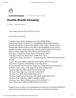 Humble Bundle Giveaway – Le Kernel Panique