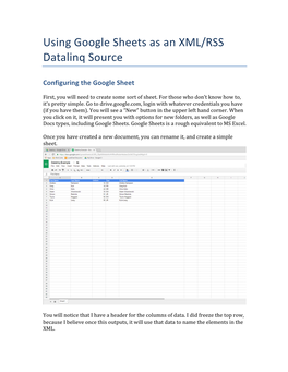 Using Google Sheets As an XML/RSS Datalinq Source