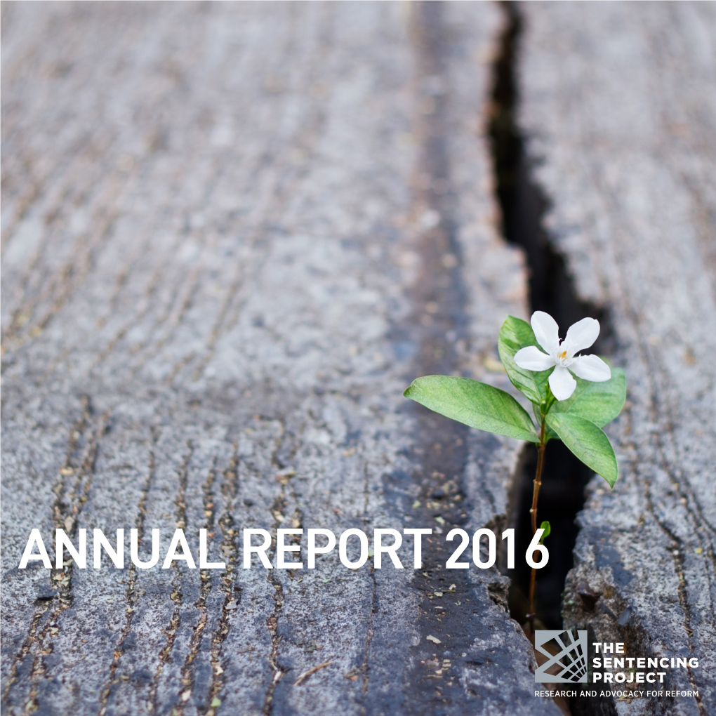 ANNUAL REPORT 2016 the Sentencing Project Works for a Fair and Effective U.S