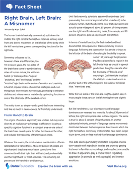 Fact Sheet: Left Brain, Right Brain
