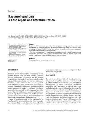 Rapunzel Syndrome a Case Report and Literature Review