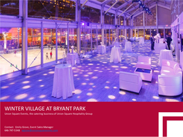 WINTER VILLAGE at BRYANT PARK Union Square Events, the Catering Business of Union Square Hospitality Group
