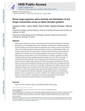 Shrub Range Expansion Alters Diversity and Distribution of Soil Fungal Communities Across an Alpine Elevation Gradient