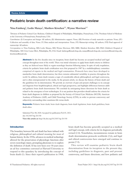 Pediatric Brain Death Certification: a Narrative Review