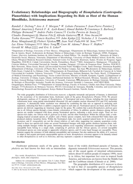 Evolutionary Relationships and Biogeography of Biomphalaria