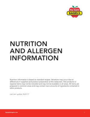 Nutrition and Allergen Information