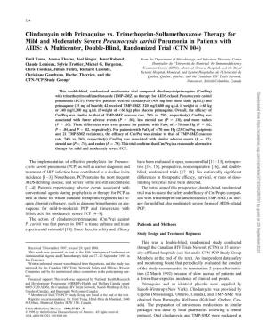 Clindamycin with Primaquine Vs. Trimethoprim-Sulfamethoxazole