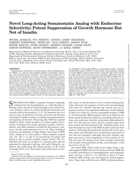 Novel Long-Acting Somatostatin Analog with Endocrine Selectivity: Potent Suppression of Growth Hormone but Not of Insulin