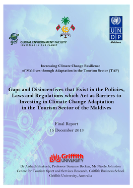 Increasing Climate Change Resilience of Maldives Through Adaptation in the Tourism Sector (TAP)