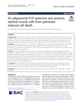 An Adiponectin-S1P Autocrine Axis Protects Skeletal Muscle Cells From