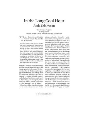 In the Long Cool Hour: Pragmatic Naturalism