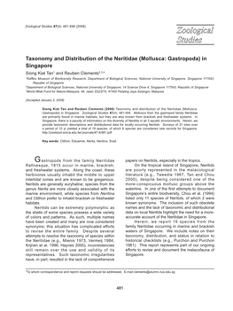 Taxonomy and Distribution of the Neritidae (Mollusca: Gastropoda) in Singapore