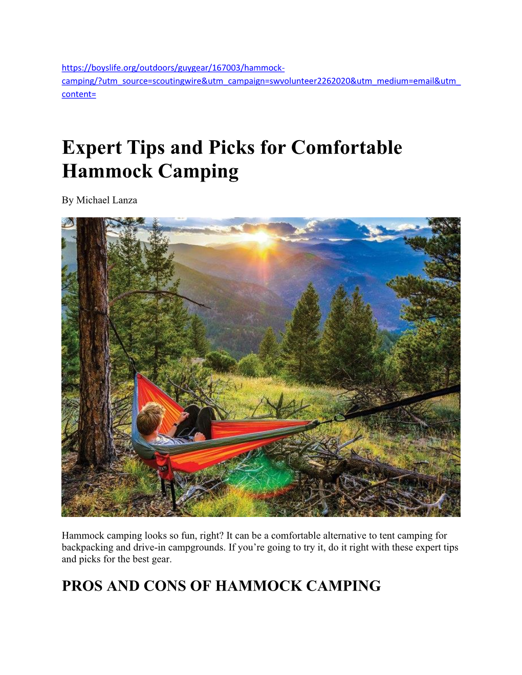 Expert Tips and Picks for Comfortable Hammock Camping