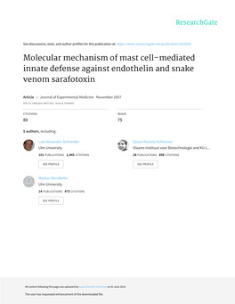 Molecular Mechanism of Mast Cell–Mediated Innate Defense Against Endothelin and Snake Venom Sarafotoxin