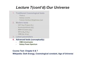 Lecture 7(Cont'd):Our Universe