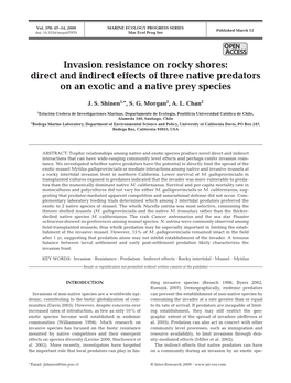 Invasion Resistance on Rocky Shores: Direct and Indirect Effects of Three Native Predators on an Exotic and a Native Prey Species