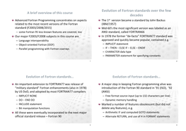 Evolution of Fortran Standards Over the Few Decades