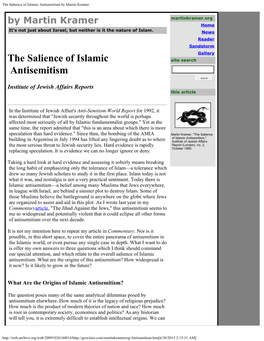 The Salience of Islamic Antisemitism by Martin Kramer