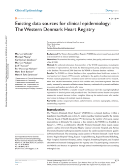 Existing Data Sources for Clinical Epidemiology: the Western Denmark Heart Registry