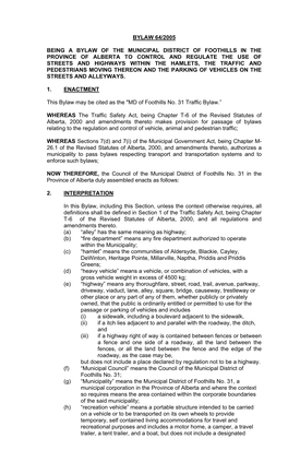 Bylaw 64/2005 Being a Bylaw of the Municipal District Of